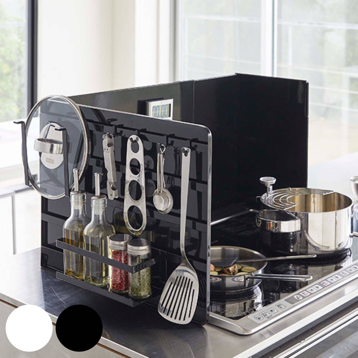 tower 伸縮レンジガード タワー 山崎実業 タワーシリーズ レンジガード スチール製 伸縮 コンロガート コンロ用カバー コンロカバー 揚げ物ガード 折りたたみ 油はね防止 油はねガード コンロ 汚れ防止 キッチン用品