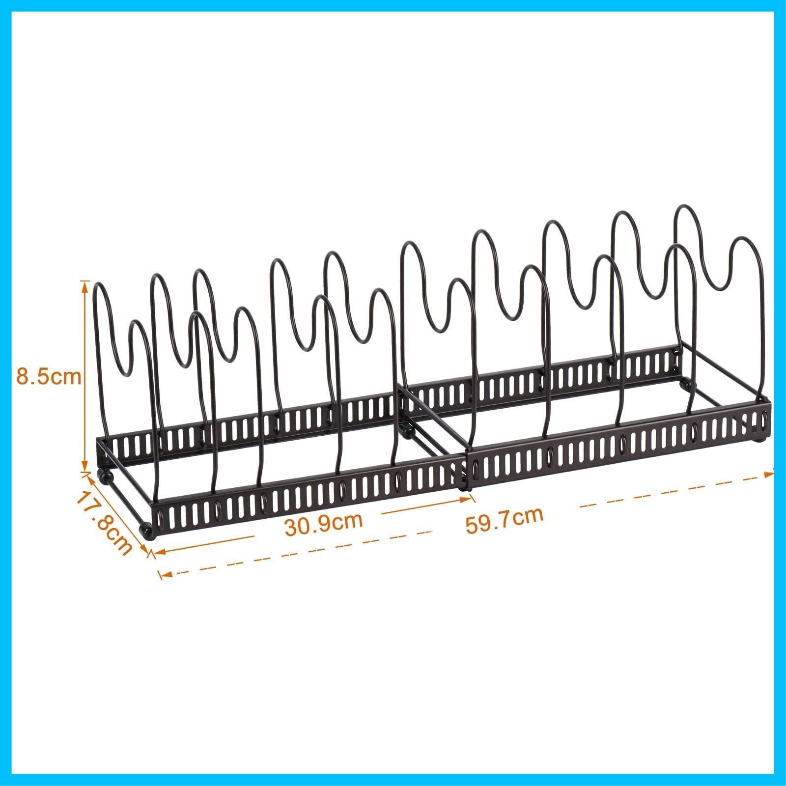 在庫限り！Toplife伸縮式 フライパンラック キッチン収納ラック 10本仕切りパーツ付き 鍋スタンド フライパン 鍋 蓋置き（ブラウン） -  メルカリ