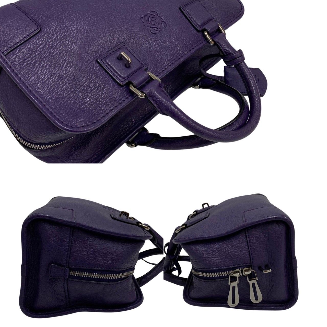 極 美品 LOEWE ロエベ アマソナ 28 アナグラム ロゴ レザー 本革