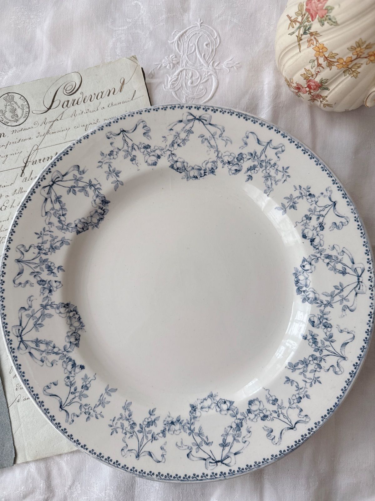 【極美品】大皿 フランス アンティーク サルグミンヌ モーツァルト プレート 大皿27cm / Sarreguemines Mozart サルグミンヌ モーツァルト