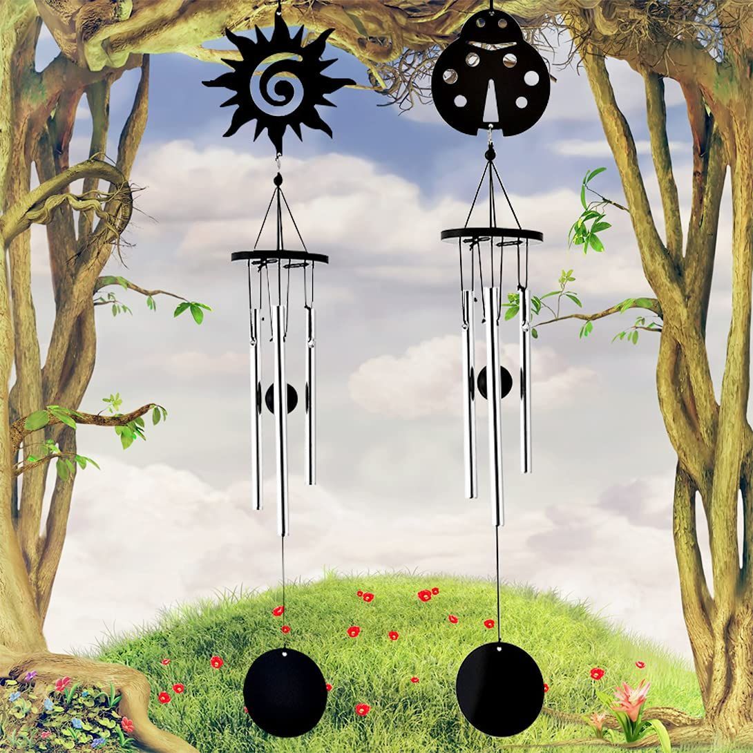 黒色 ウィンドチャイム 1個セット 太陽 和風 澄み切った音色 侘び寂び
