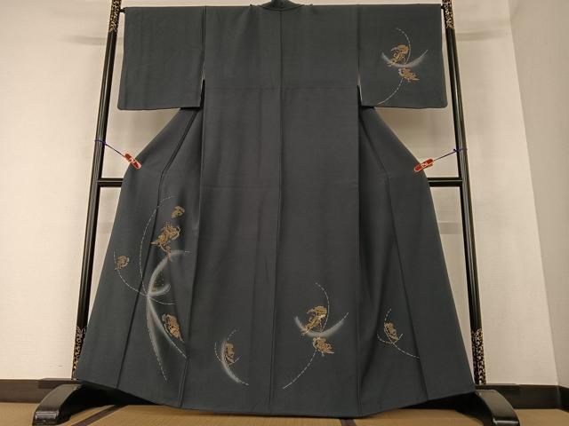 付下げ 金彩 雪輪 扇に花模様 着物 正絹 袷 広衿 RK-5760 付下げ 雲に花模様 金彩 美しい染め 着物 正絹 紋なし 広衿 RK