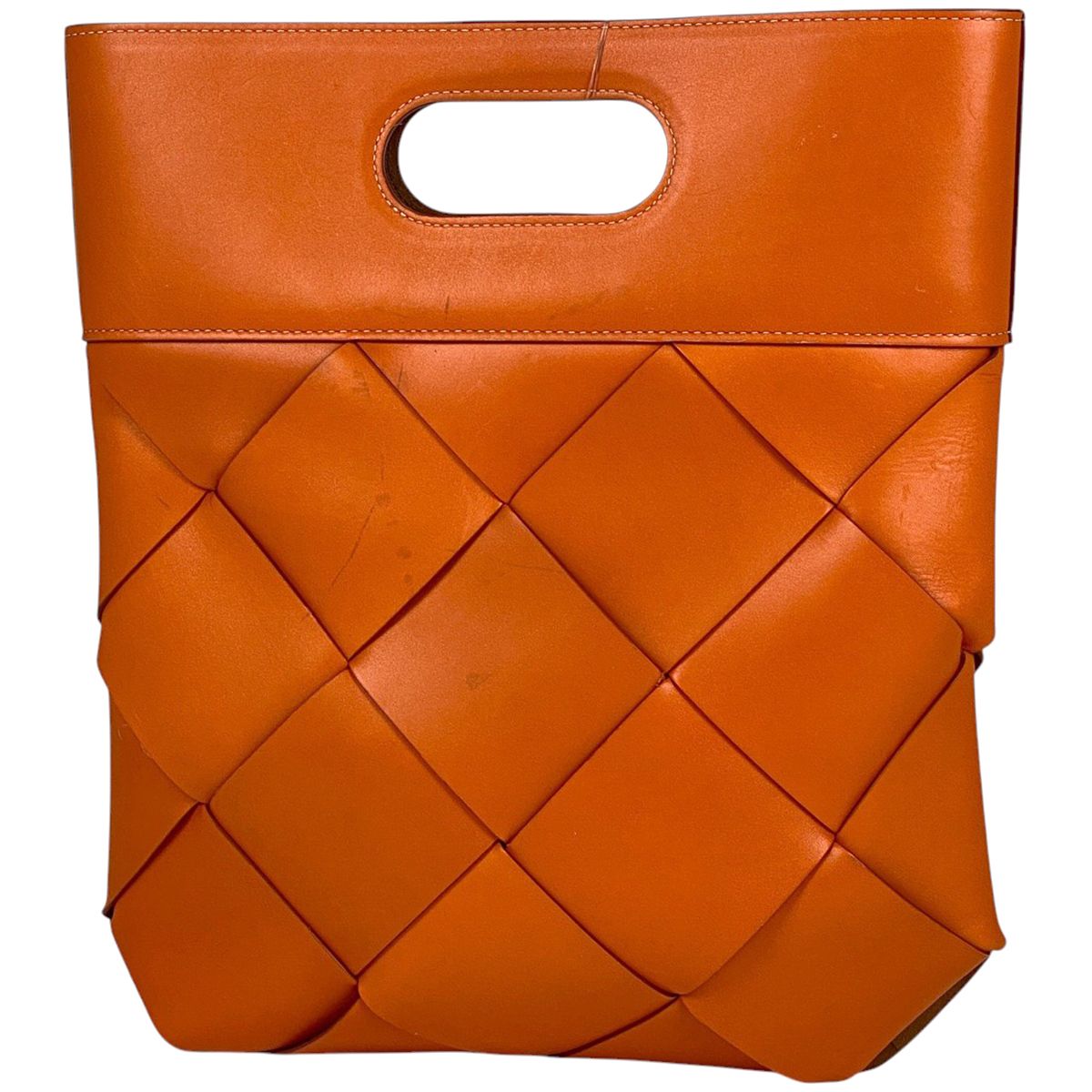 ボッテガヴェネタ BOTTEGAVENETA マキシイントレチャート ハンドバッグ トートバッグ ハンドバッグ レザー オレンジ レディース