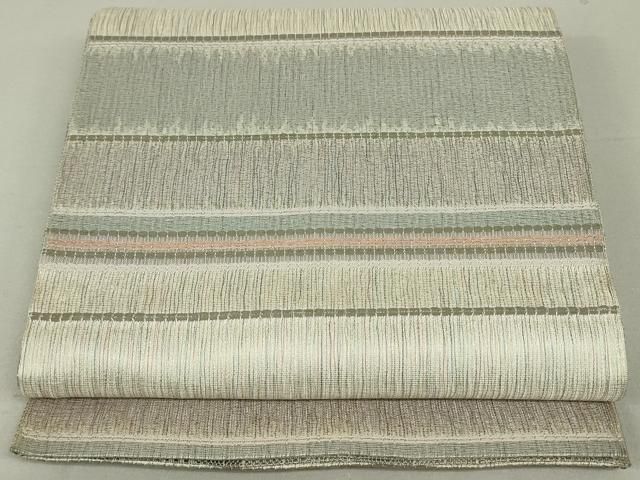 平和屋着物○両面 全通柄袋帯 櫛織 創作工房 草木染 横段文 正絹 逸品