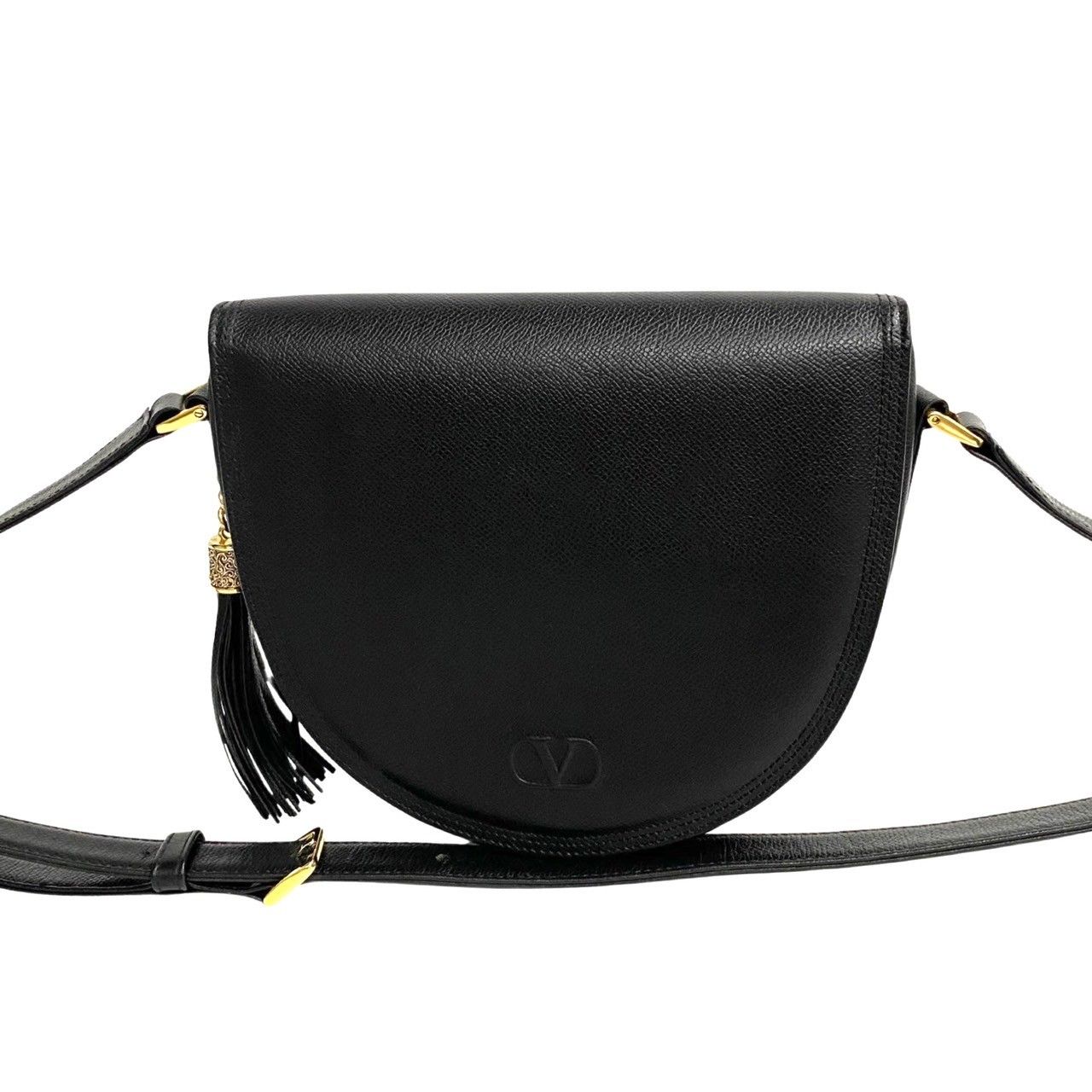 未使用保管品 VALENTINO ヴァレンティノ V ロゴ レザー 本革 フリンジ 