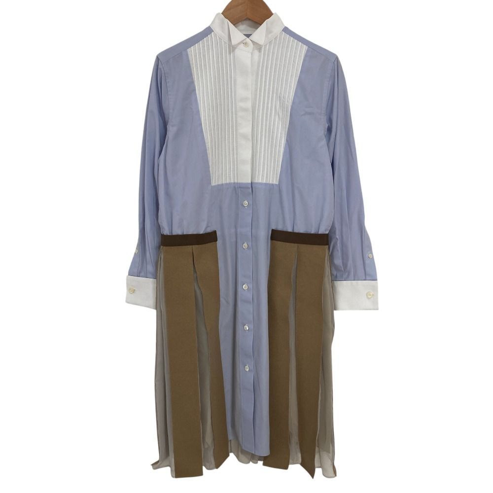 美品 sacai サカイ ドッキングシャツワンピース サイズ1 ライト