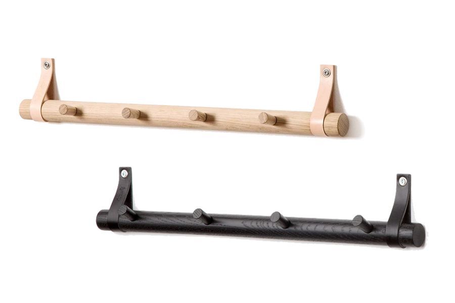 コートハンガー|ウォールフック オーク材天然木-レザー Rack 4 dot 幅50cm|42xR4D