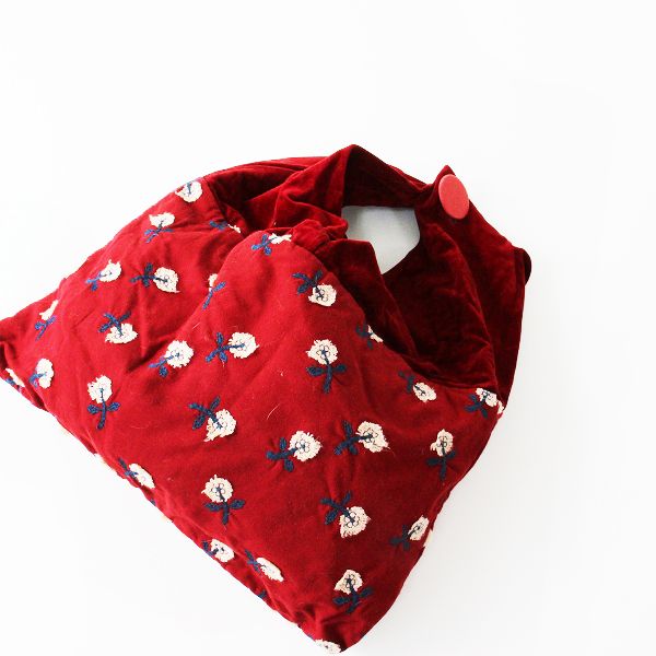 美品　希少　ミナペルホネン クラウンバッグ skip レッド crown bag mina perhonen ミナペルホネン crown bag -skip- 刺繍 クラウンバッグ