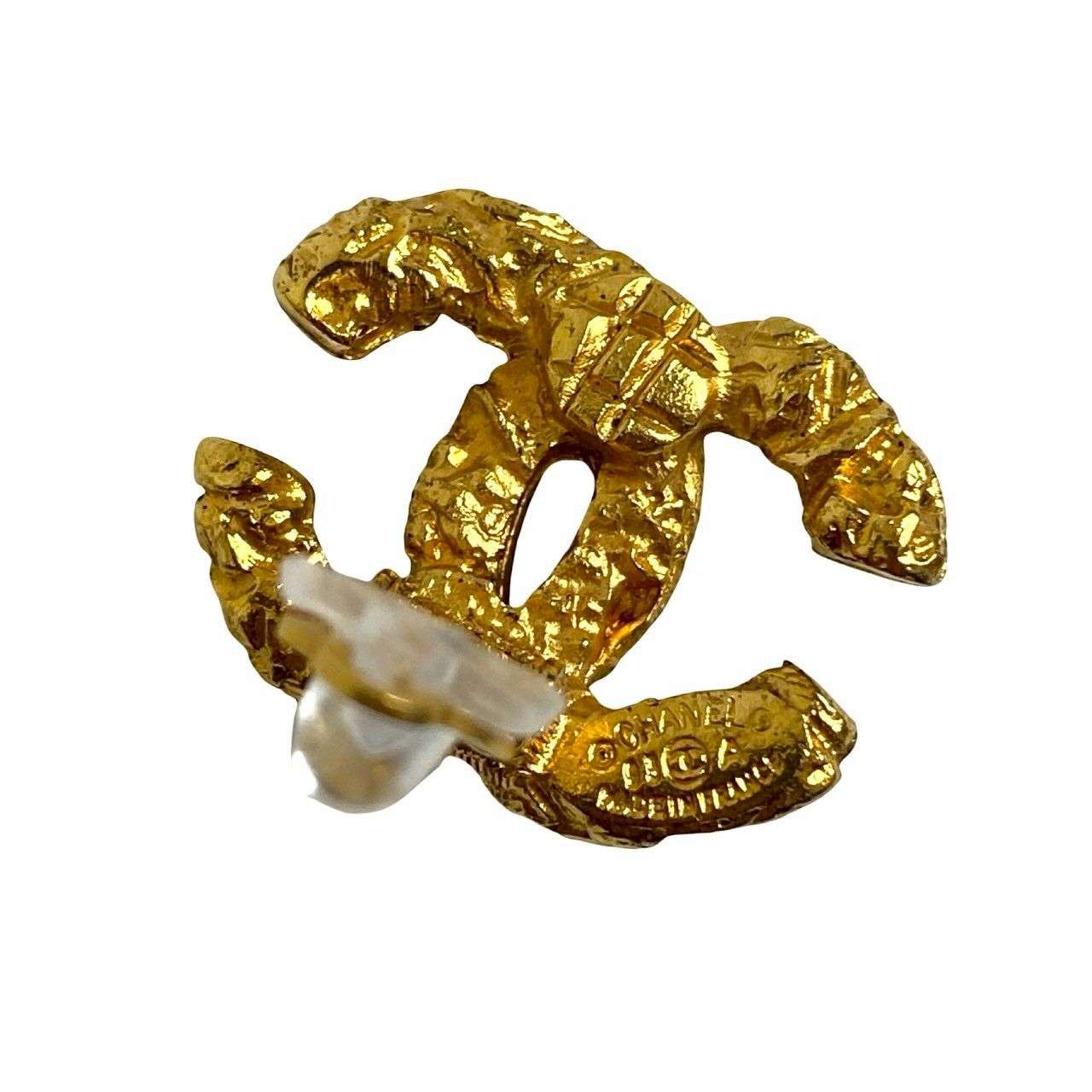 コメあり 93A CHANEL シャネル ヴィンテージ ココマーク 溶岩 イヤリング イヤーカフ アクセサリー ゴールド 109-7