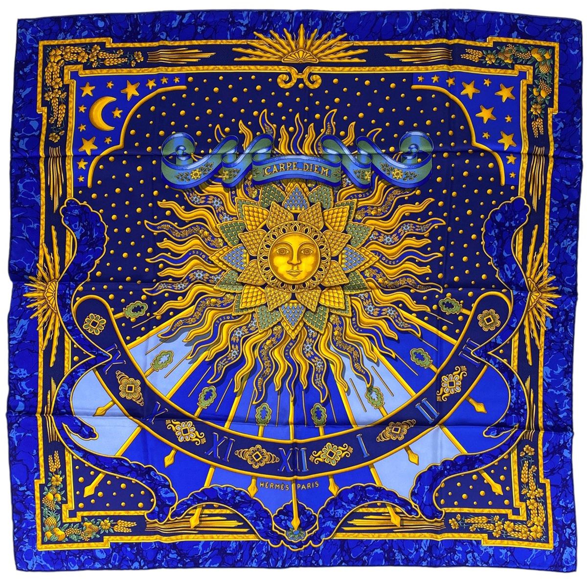 エルメス HERMES カレ90 スカーフ Carpe Diem 太陽 HERMES（エルメス） カレ90 CARPE DIEM 今日一日を楽しむ 太陽 月 星