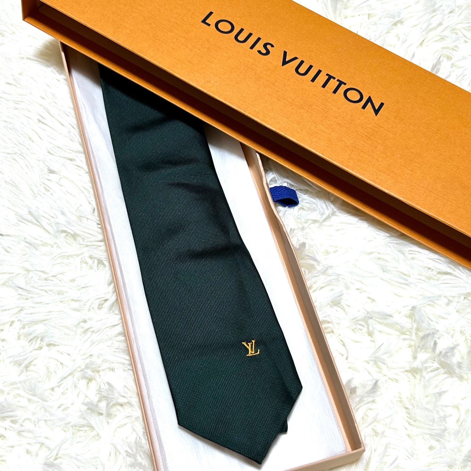 美品 ルイヴィトン Louis Vuitton ネクタイ シルク ダーク