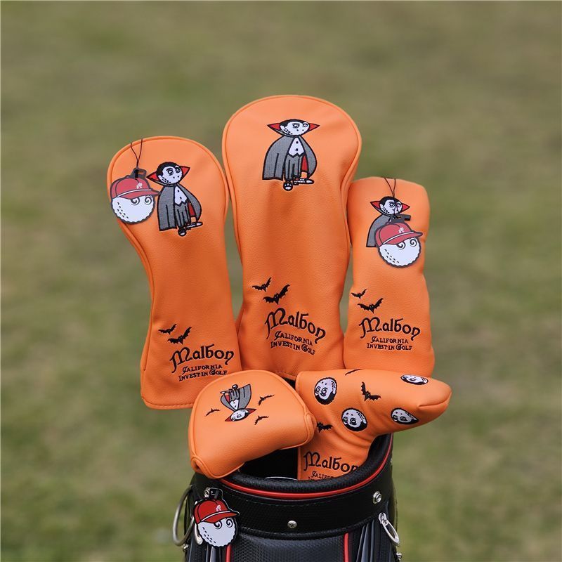 Malbon マルボン GOLF ゴルフクラブカバーゴルフ ヘッド カバー 5点セット オレンジ ヴァンパイア