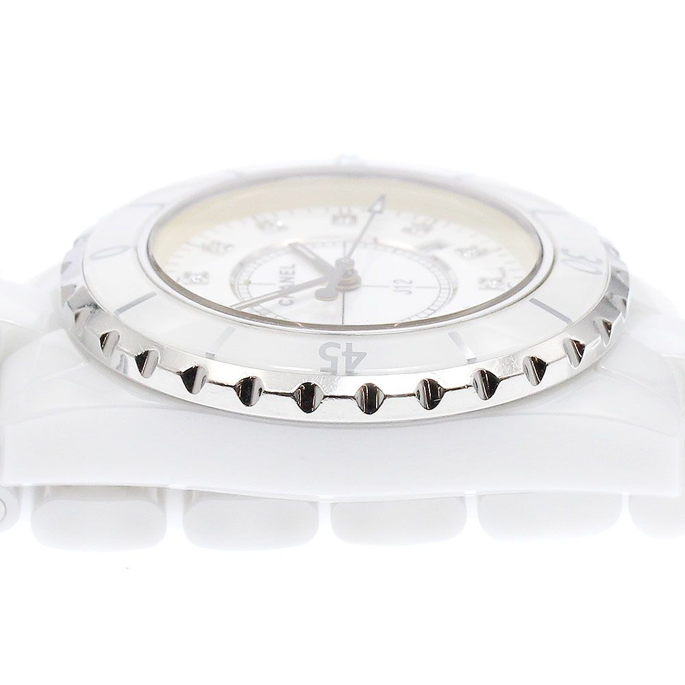 シャネル CHANEL H1628 J12 白セラミック 12Pダイヤ クォーツ  