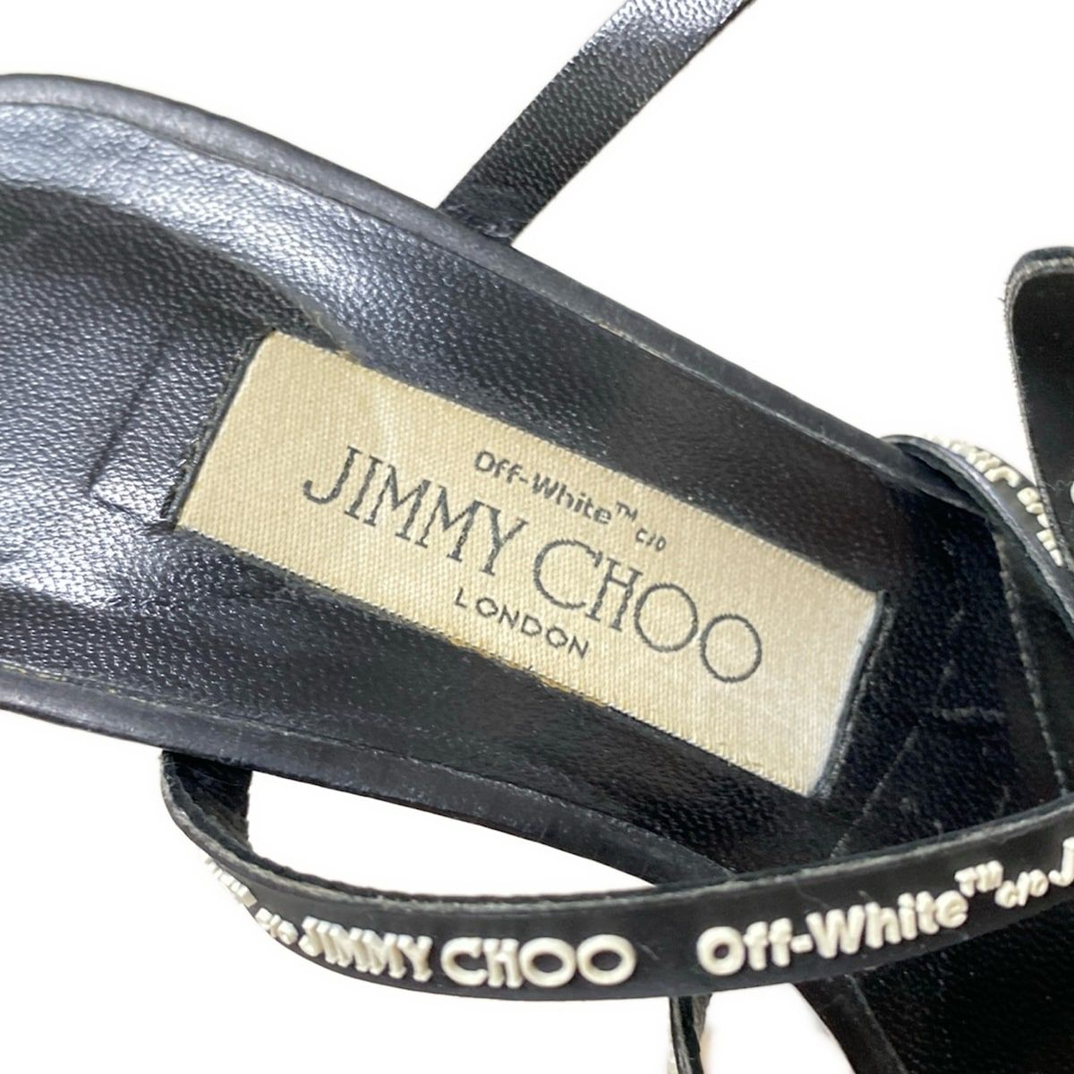 JIMMY CHOO ジミーチュウ サンダル 37 レディース - 黒×白 Off-Whiteコラボ KIN-KAAI_COM