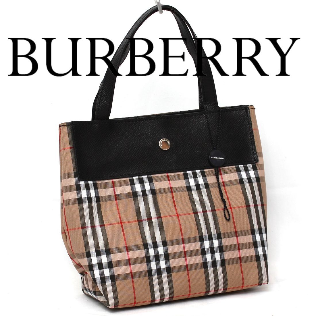 使用僅か 美品 バーバリー BURBERRY LONDON ノバチェック ロゴ ミニハンドバッグ キャンバス レザー スクエア ベージュ レディース  m343 - メルカリ