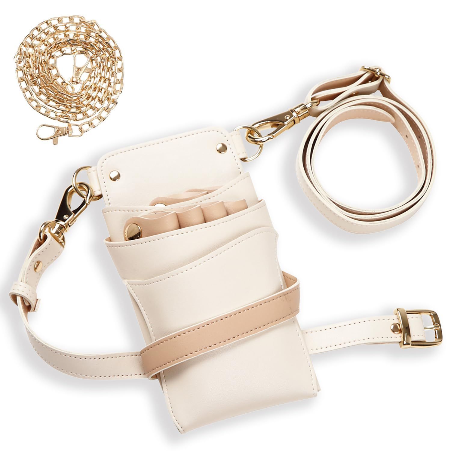 DEEDS Luxury Style シエーナ チェーン付き アイボリー×ピンクベージュ 4?6丁入 シザーケース