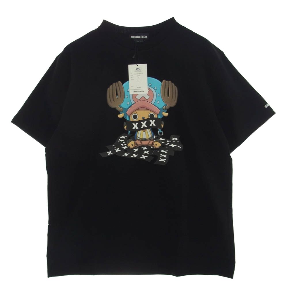 GOD SELECTION XXX ゴッドセレクション GX-A22-OPST-02 × ONE PIECE ワンピース チョッパー プリント 半袖 Tシャツ ブラック系 S【新古品】【未使用】【中古】