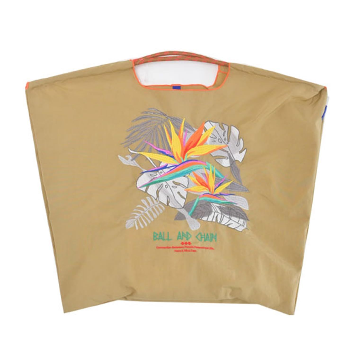 L_STRELITZIA | BEIGE Ball＆Chain ボールアンドチェーン Lサイズ STRELITZIA ストレリチア 花柄 ショッピングバッグ エコバッグ BLUE LABEL L STRELITZIA|BEIGE