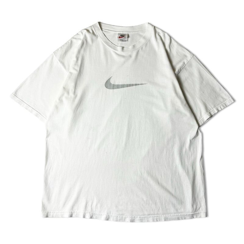 90s USA製 ナイキ ビッグ スウォッシュ プリント 半袖 Tシャツ グレー