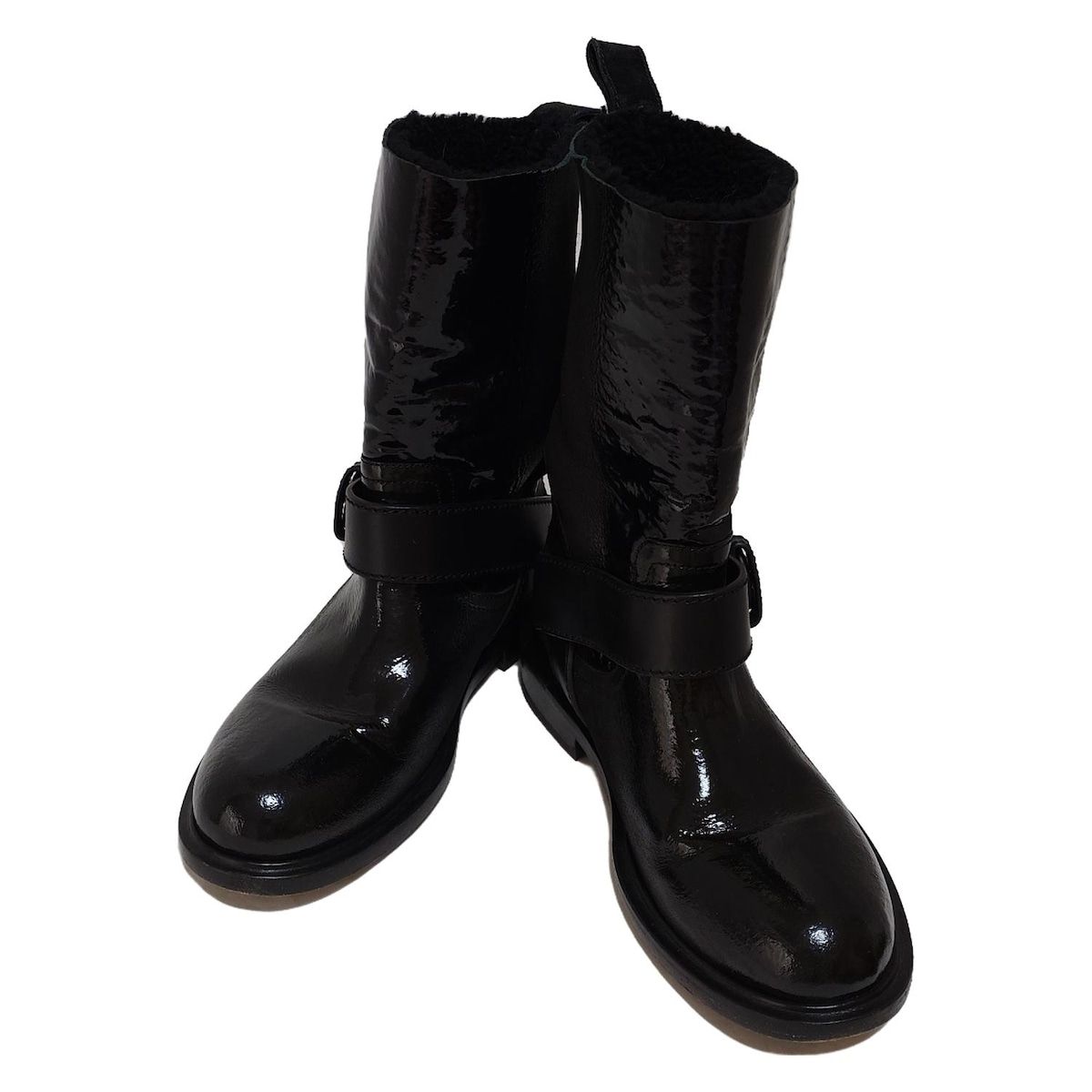 JIMMY CHOO ジミーチュウ ブーツ 40 レディース - 黒 レザー ムートン