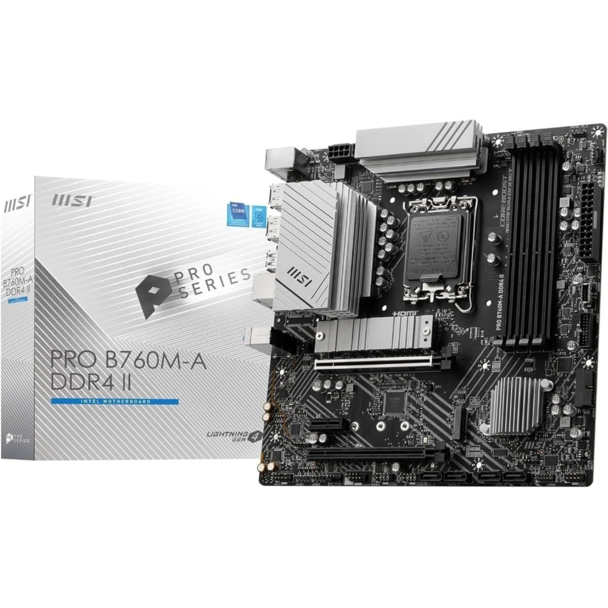 MSIマザーボード PRO B760M-A DDR4 II 第14|13|12世代Intel CPU LGA1700 大型ヒートシンク Gen4 M.2x2 4画面出力 Intel B760 搭載 MB6 AモデルMicro DDR4 白PC