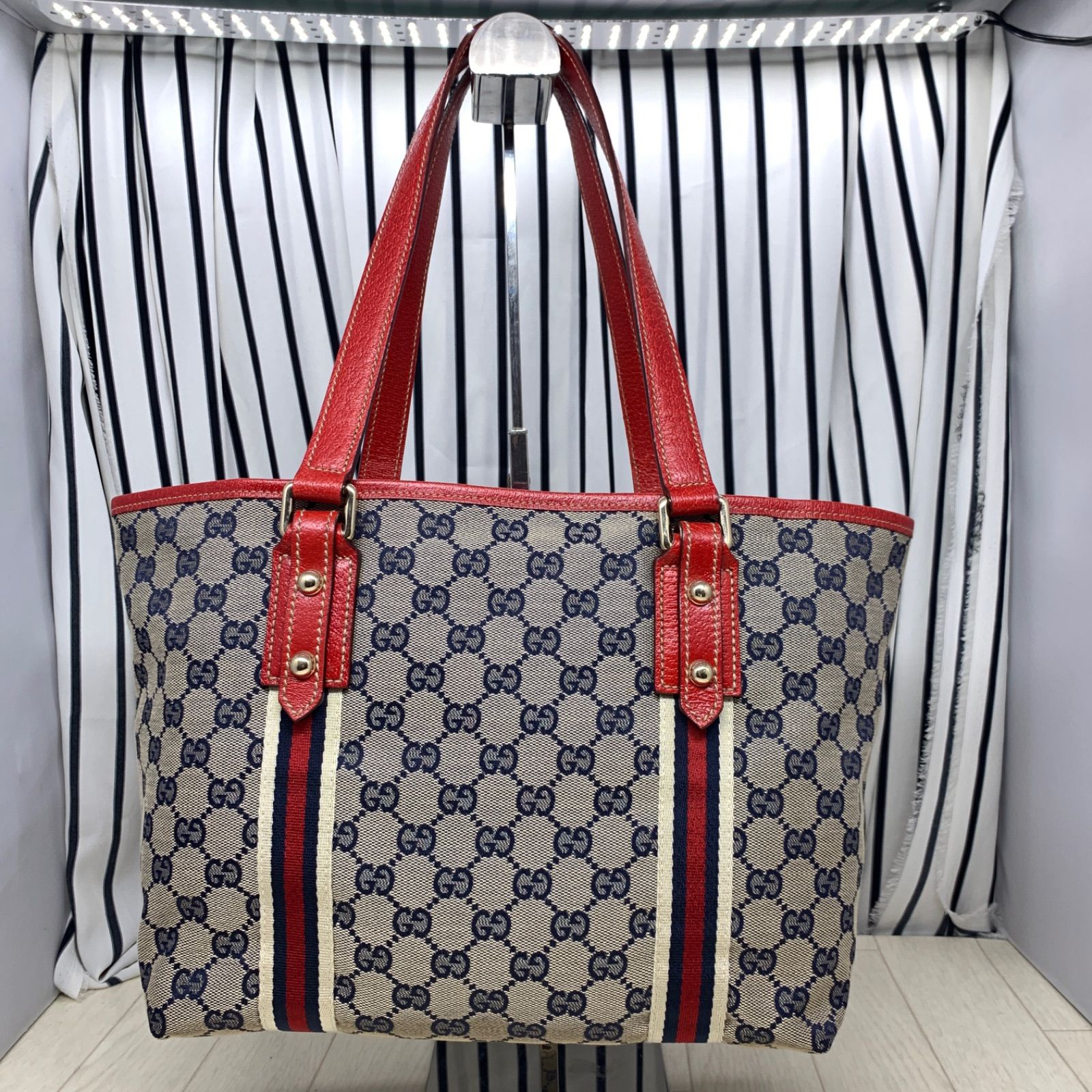 超美品】GUCCI×グッチ GG柄A4収納可能シェリーライントートバッグ 