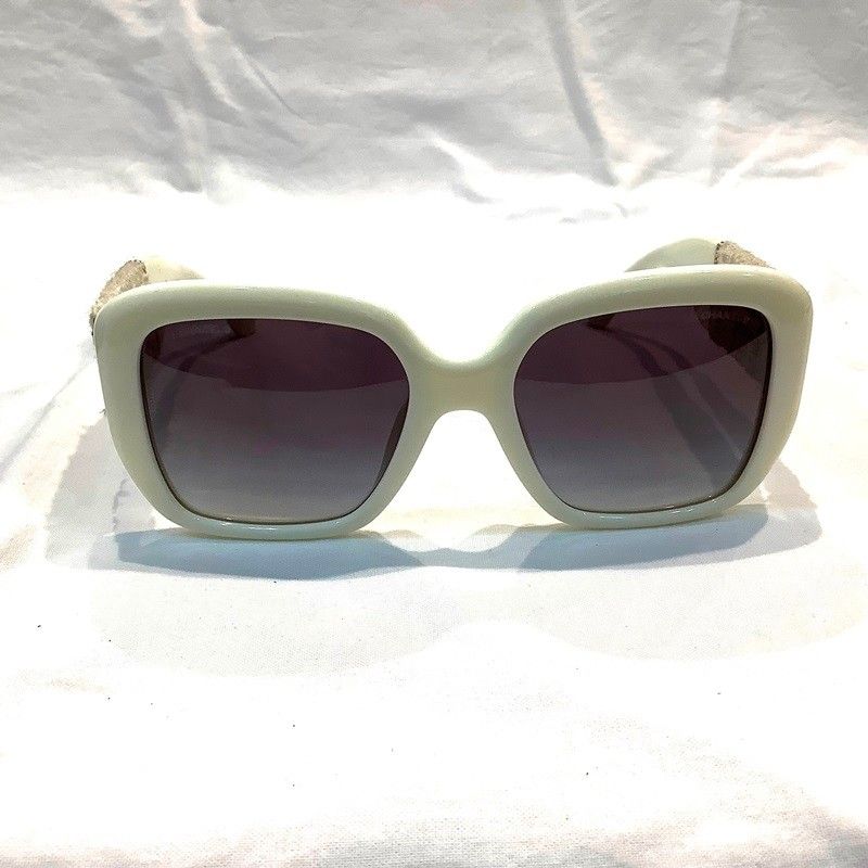 シャネル CHANEL サングラス 5512-A c.1255 S6 55□19 140 ホワイトツイード ゴールドチェーンロゴ CCマーク KB-9798