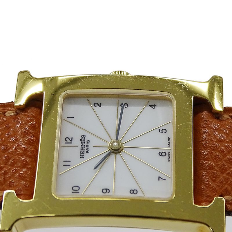 HERMES クォーツ時計 ホワイト/ブラウン HERMES クォーツ時計 ホワイト/ブラウン KH ファッション HERMES