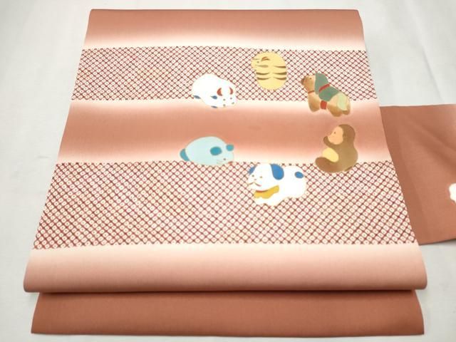 平和屋着物◎塩瀬 九寸名古屋帯 作家物 手描き 椿 正絹 逸品 BAAU7759hv