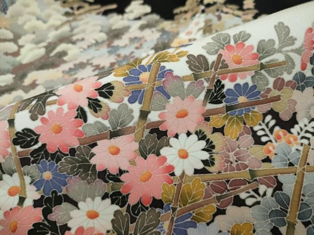 平和屋着物○豪華黒留袖 作家物 草花文 暈し染め 金彩 正絹