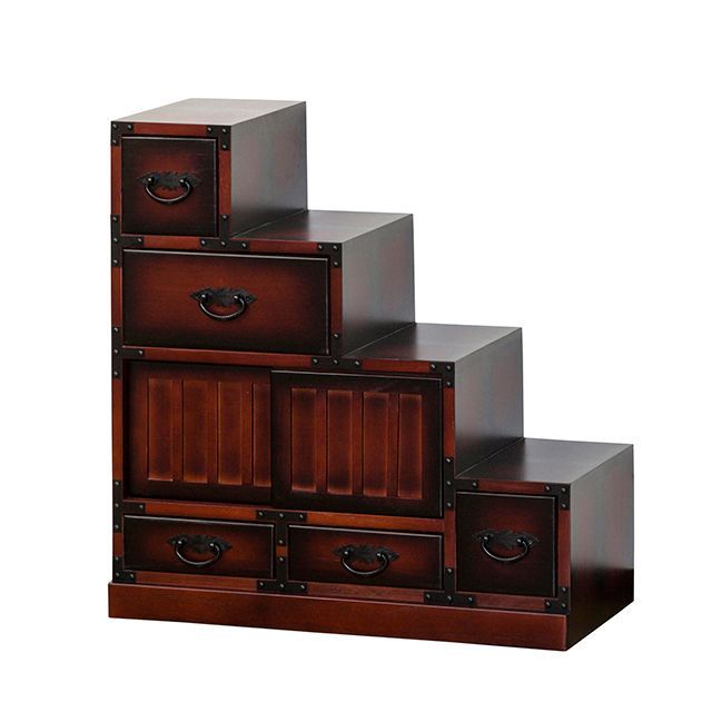 チェスト 桐箪笥 民芸調 階段 タンス 桐たんす 木製 たんす おしゃれ 収納 整理タンス 棚 完成品 右 幅67 4段 階段収納 たんす 桐 箪笥 和風家具 桐製 チェスト 和風 レトロ 収納家具 完成品