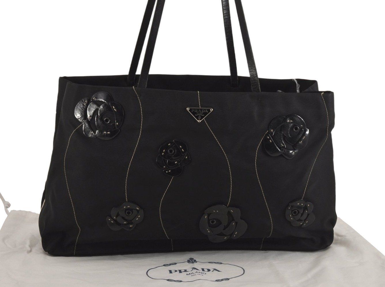 PRADA プラダ ヴィンテージ フラワー モチーフ ナイロン レザー