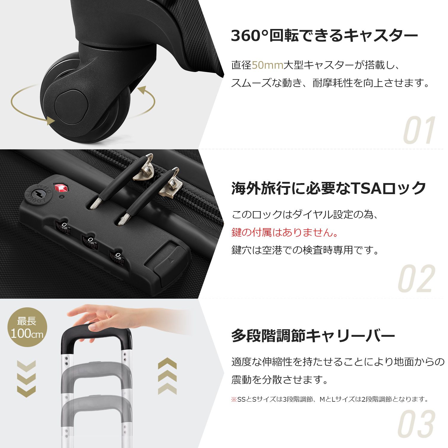 スーツケース USB充電ポート付き