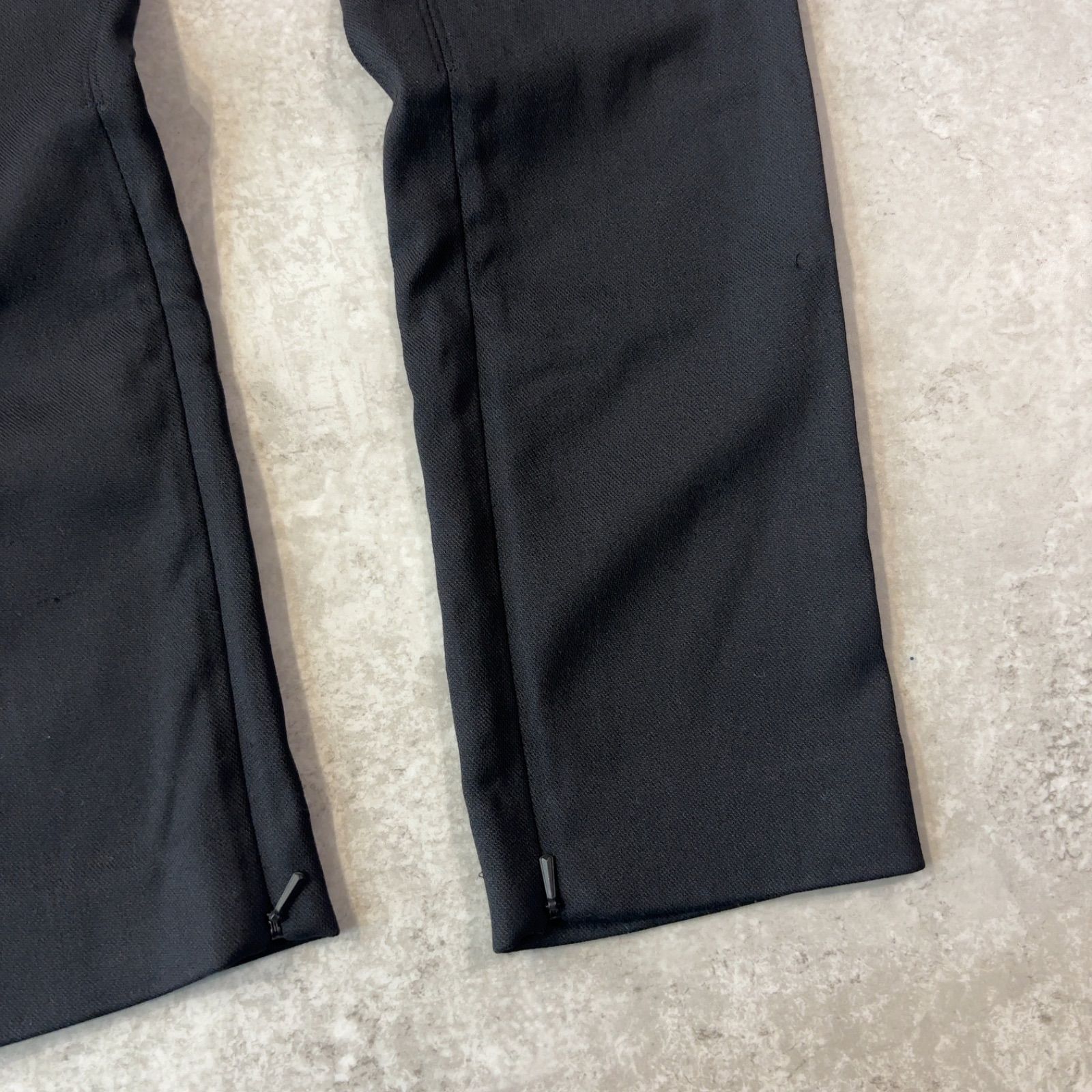 HELMUT LANG ヘルムートラング ウールブレンド スリムパンツ 0 ブラック 裾ZIPスリット レディース 小さいサイズ スキューバフィット