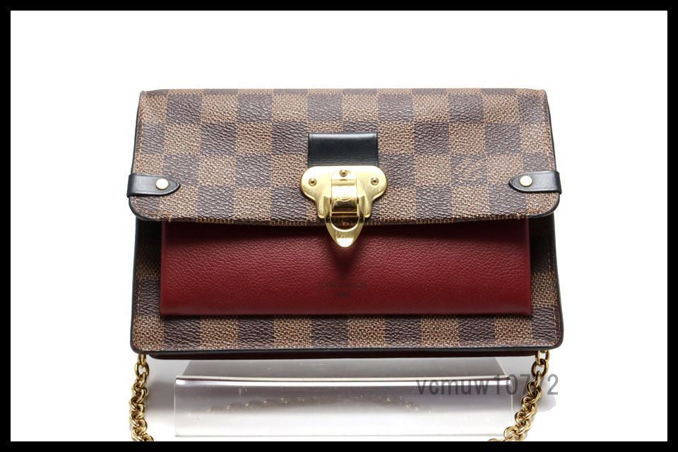 RFIDタグ近年 美 LOUIS VUITTON ダミエ ポルトフォイユヴァヴァン レザー チェーンウォレット 長財布 ルイヴィトン 0424dyB2455-O