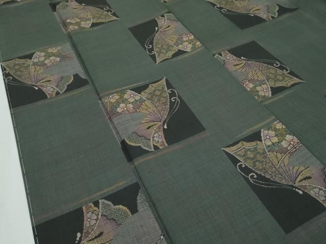 平和屋着物□極上 本場大島紬 9マルキ 市松舞蝶文 逸品 未使用