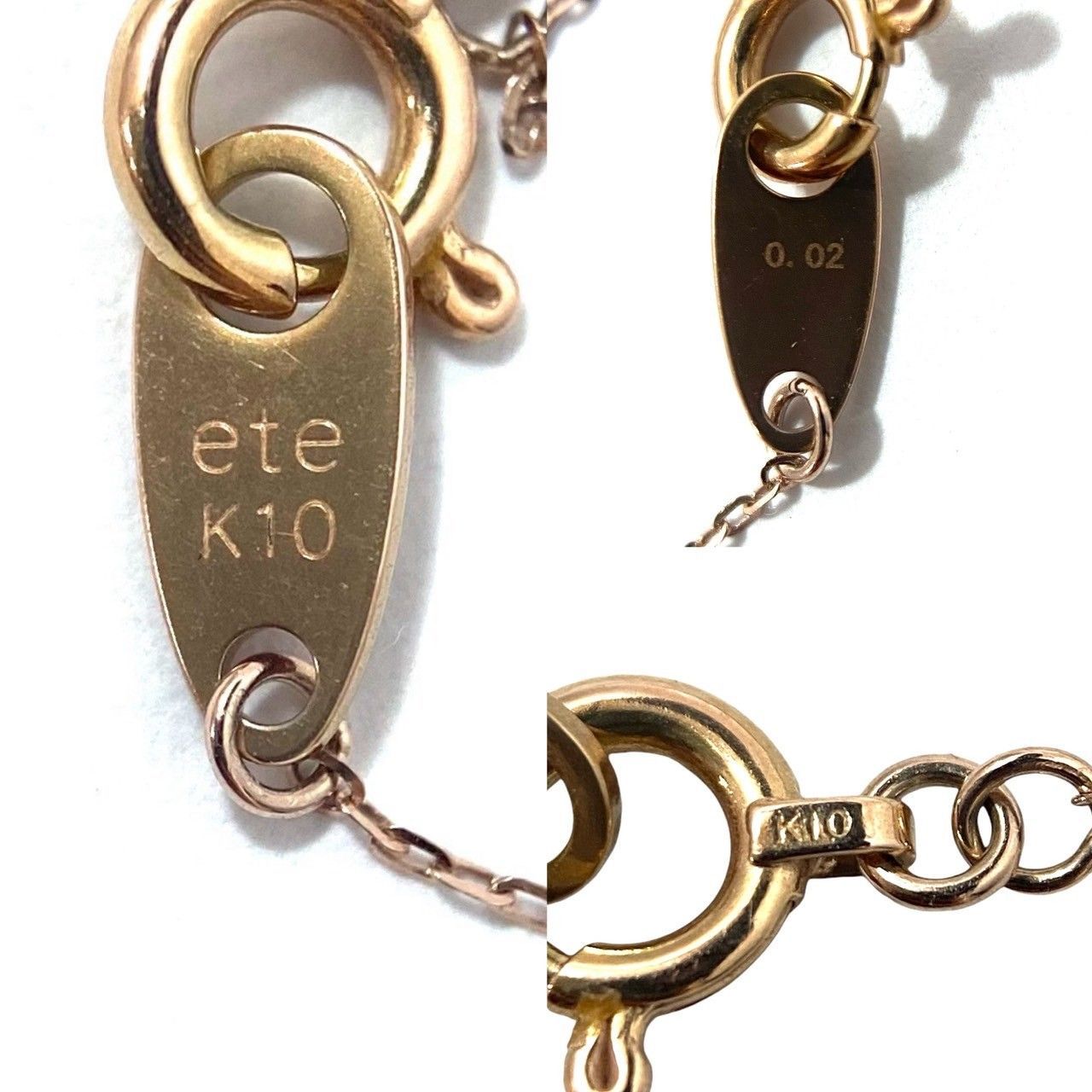 ete】レイヤーダイヤモンド K10 0.02ct ネックレス 総重量約0.6g
