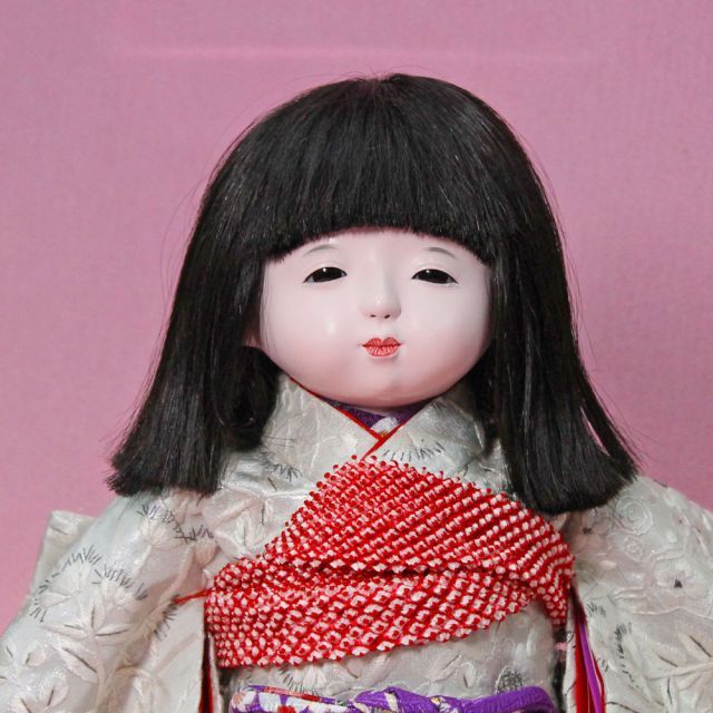 市松人形 味岡映水作 12号総正絹蘇州本手刺繍市松人形NO73】お出迎え