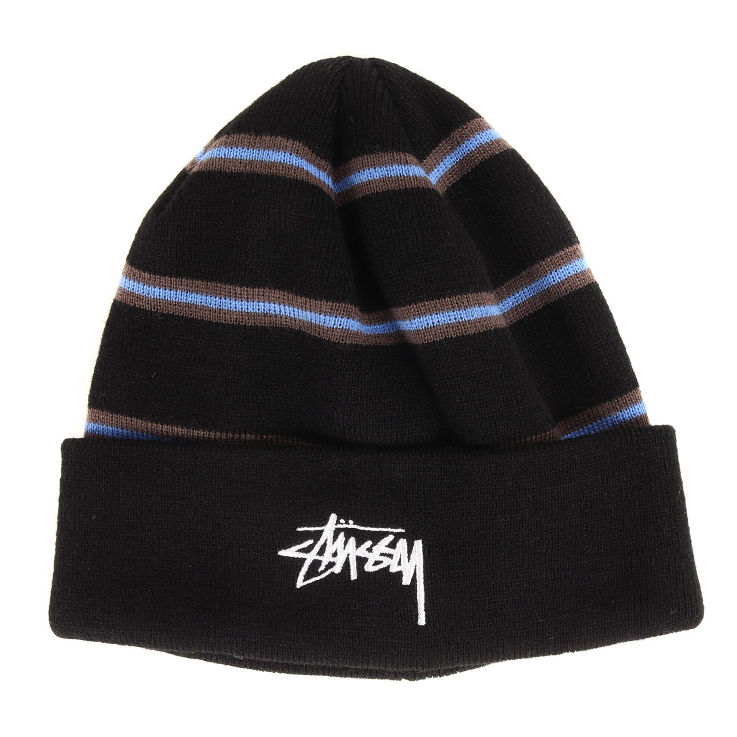 美品 STUSSY ステューシー ストックロゴ ボーダー ニット ビーニー