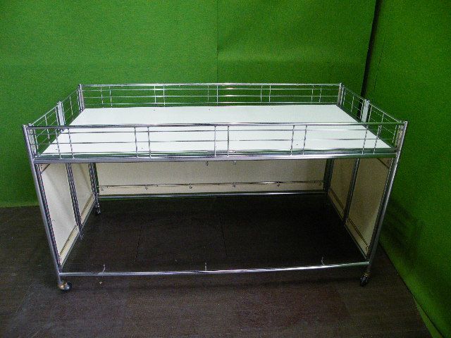 中折れワゴン クロームフレーム W150cm×D75cm 汚れ キズ有り 折りたたみワゴン 催事 I-214 WWW_OLIVIERBERNSTEIN_COM