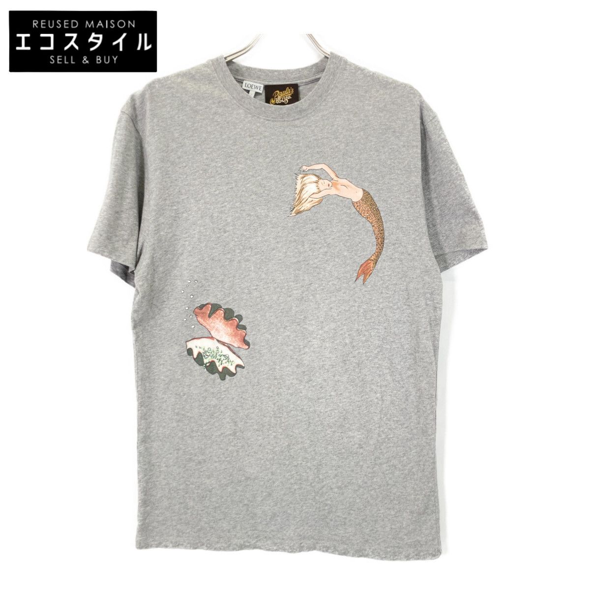 LOEWE ロエベ ×paula s ibiza ｸﾞﾚｰ ﾏｰﾒｲﾄﾞ 半袖 Tｼｬﾂ S