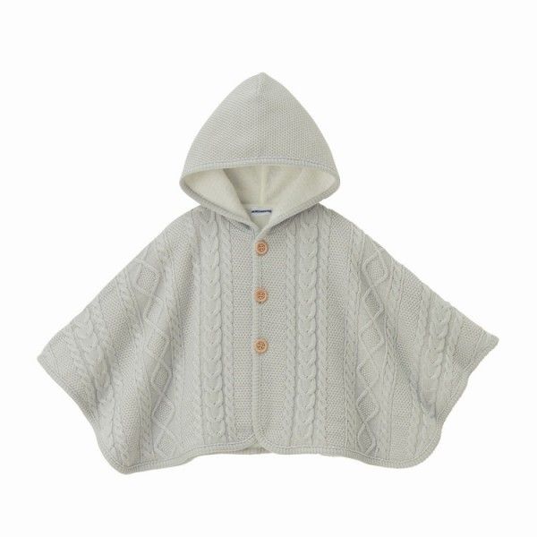 ミキハウス正規販売店|ミキハウス ベビー mikihouse ケーブル編み あったかニットケープ フリー フリー 60-90cm グレー 06 STEELWINDOWSANDDOORS_COM