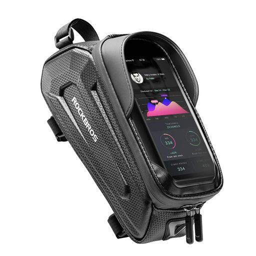 【安い，HOT】 ROCKBROS自転車バッグトップチューブバッグロードバイクスマホホルダー防水フレームバッグ6.8インチ対応大型機も楽大容量TPU高感度タッチスクリーンレインカバー付き遮光耐磨耗性取り付… その他