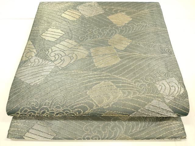 平和屋着物＊夏物 九寸開き名古屋帯 立波文 金銀糸 DAAX0257cm