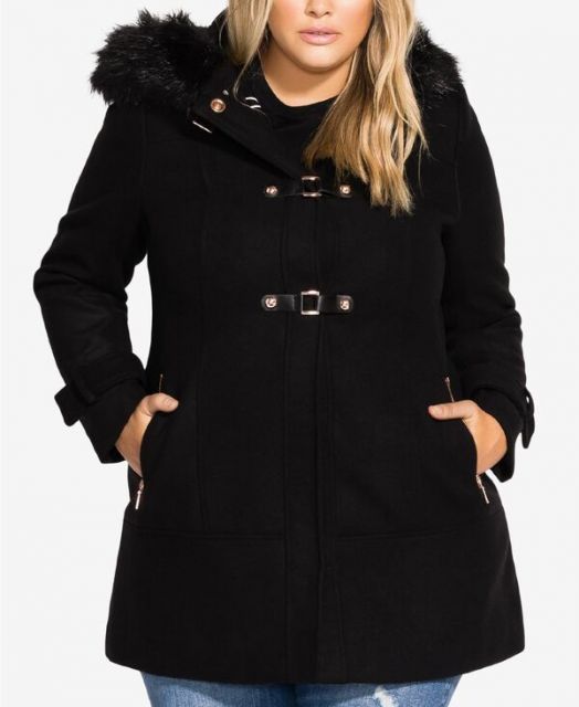 【送料無料】 シティーシック レディース ジャケット・ブルゾン アウター Plus Size Wonderwall Coat Black