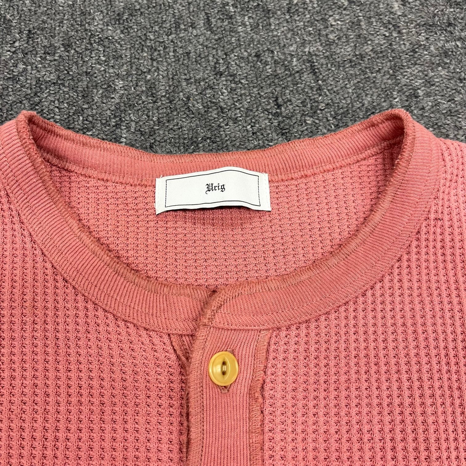 Urig ヘンリーネックサーマルカットソー ロングスリーブTシャツ 
