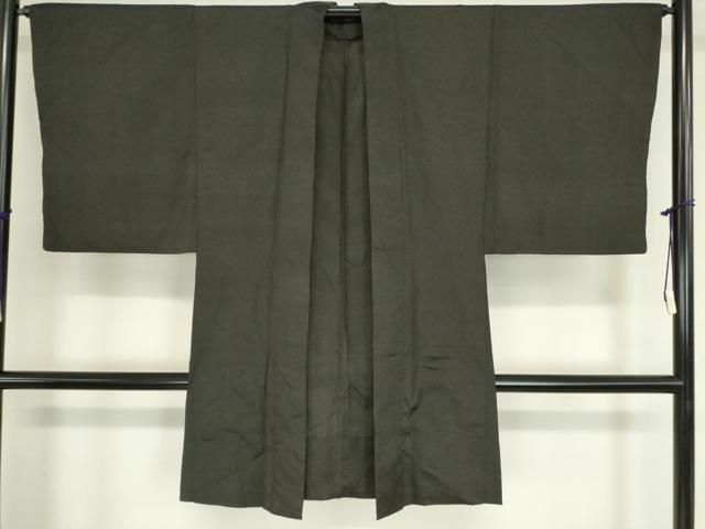 平和屋着物▽男性 長羽織 スリーシーズン春夏秋 塵除け 霞文 憲法黒茶色 正絹 DAAX3090az