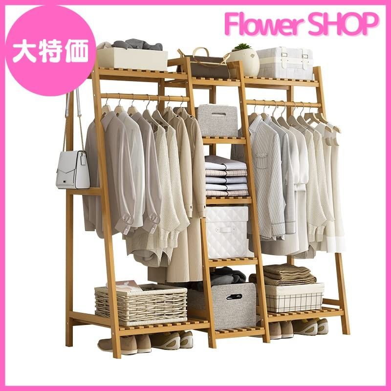 突っ張り ハンガーラック トリプル 棚付き 耐荷重240kg ホワイト 突っ張り ハンガーラック トリプル 棚付き 耐荷重240kg ホワイト