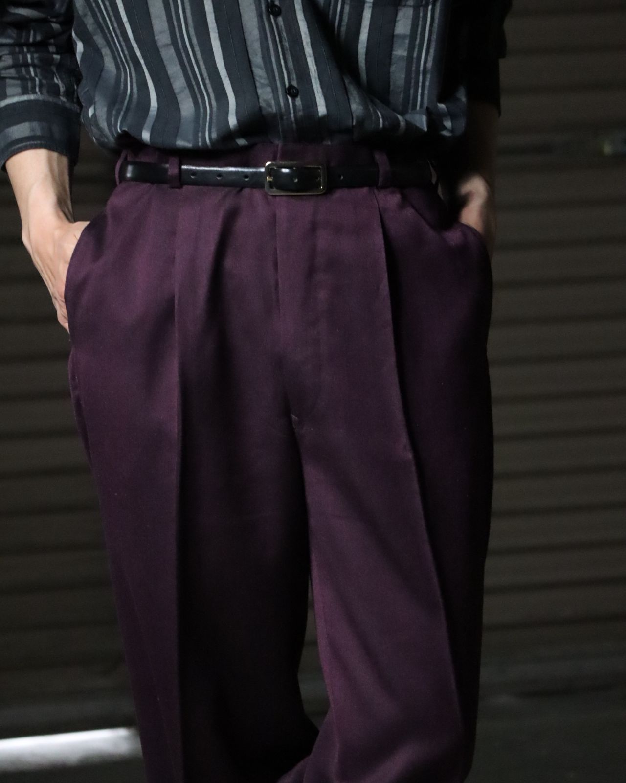 CALLNE2Tuck 2tuck wide-straight slacks button-fly deep purple 2
