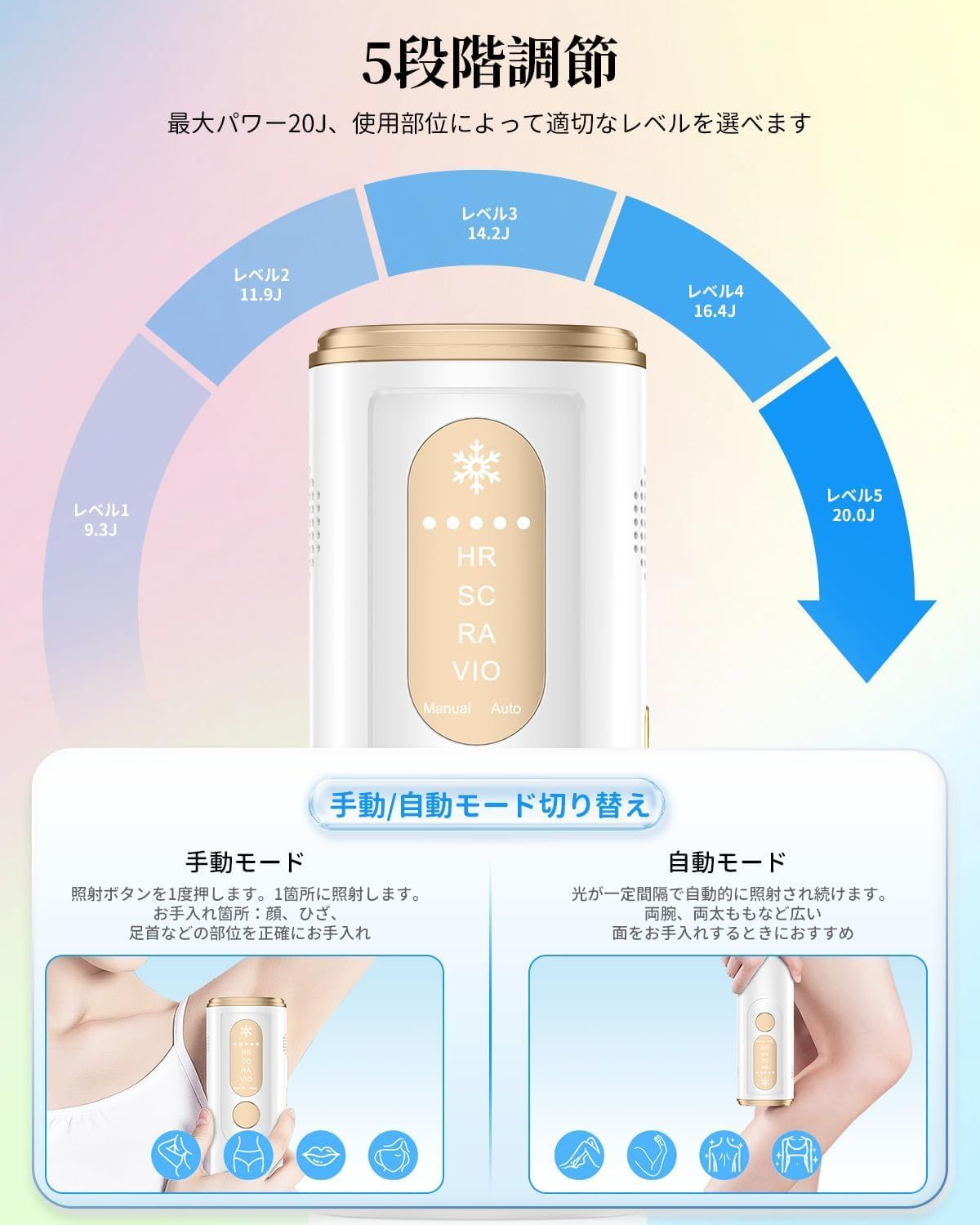 脱毛器 メンズ レディース vio対応 【2023最新サロン級 無痛脱毛 家庭 